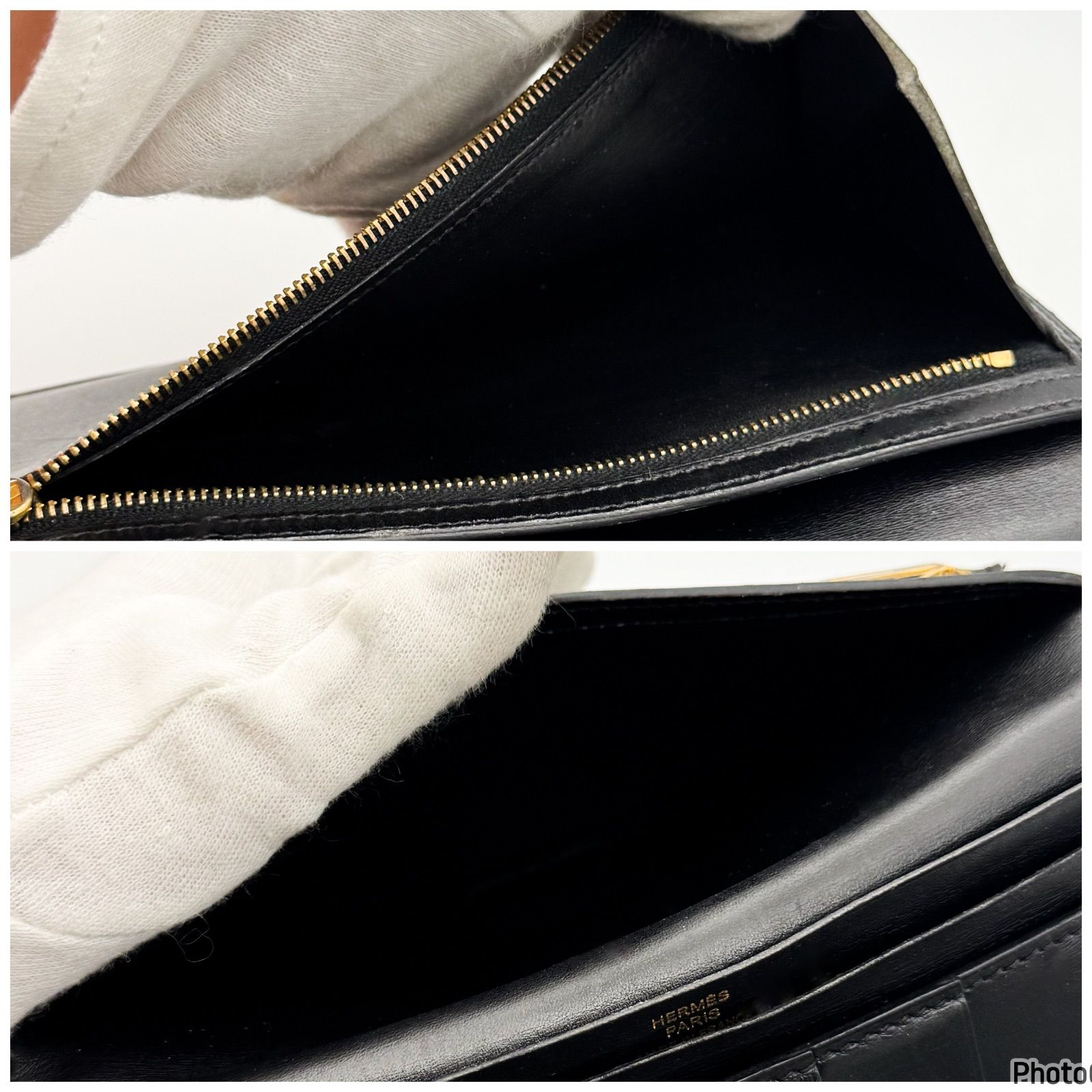 エルメス✨ベアン✨デュプリ✨三つ折り長財布✨ブラック - メルカリ
