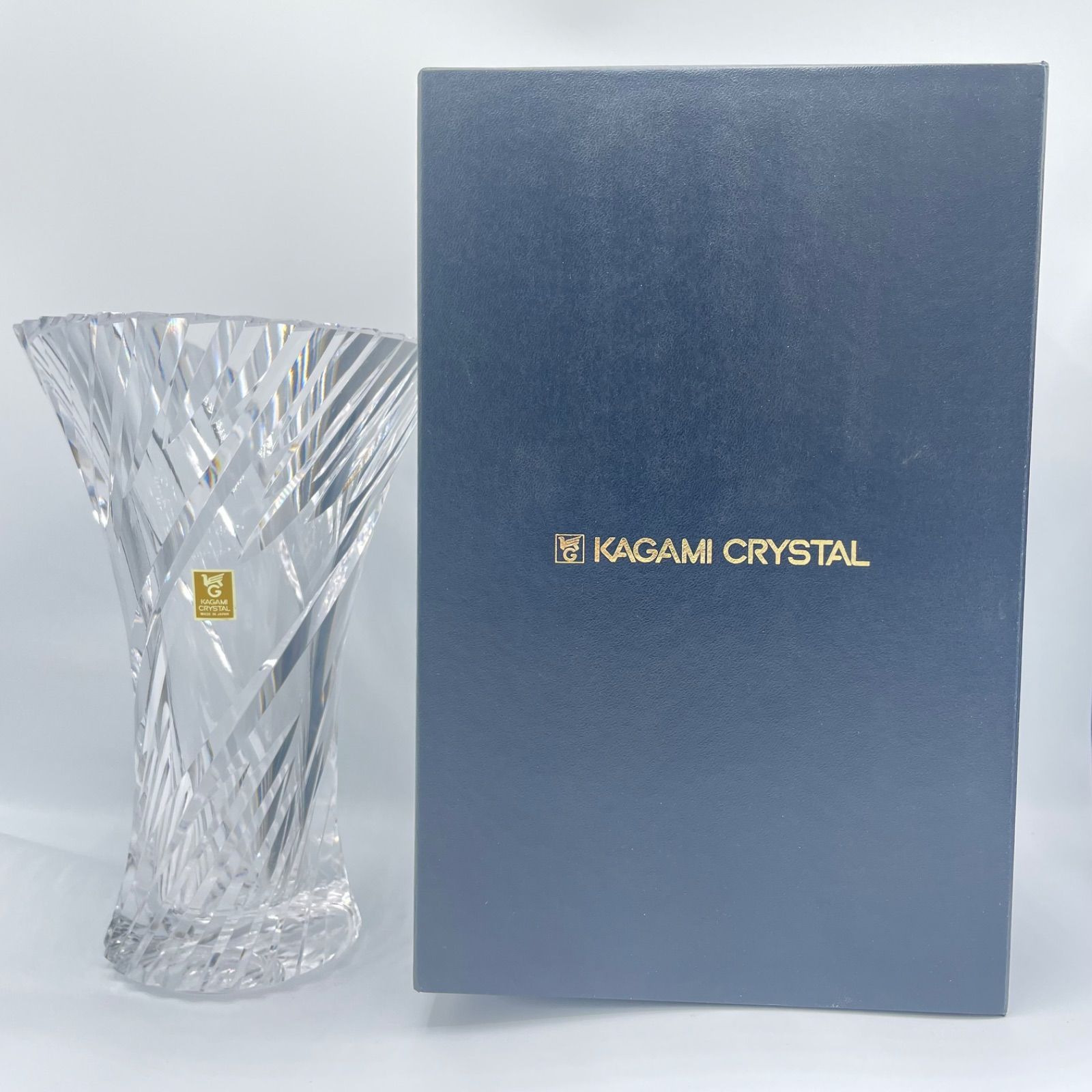 極美品 KAGAMI CRYSTAL 江戸切子 花瓶 大きいサイズ インテリア小物
