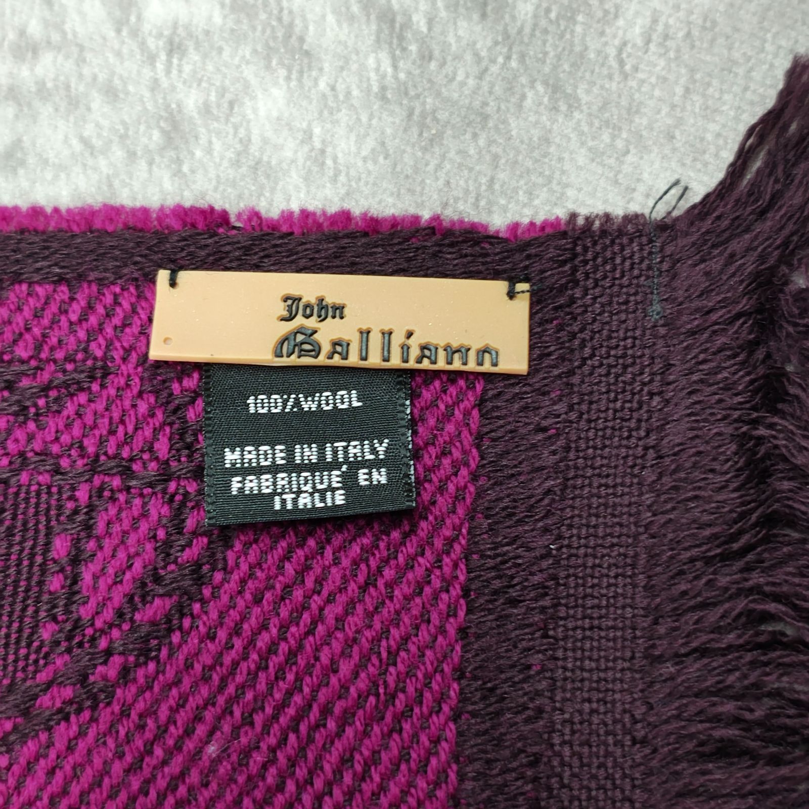 John Galliano ジョンガリアーノ ロゴ ウール マフラー ストール