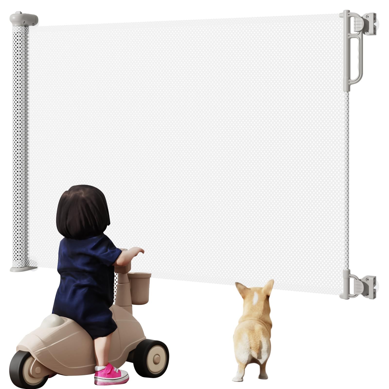  新品 MEICHEPRO ベビーゲート ロール式 ペットゲート ベビーフェンス ベビーガード 最大幅140cm 巻き取り 安全ゲート グレー (ホワイト 最大幅140cm) (グレー 最大幅140cm) ベビーゲート