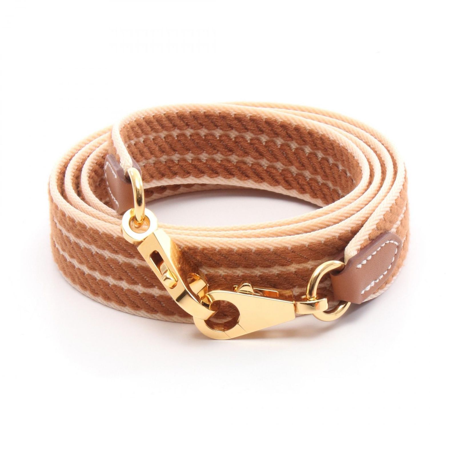 エルメス HERMES ショルダーストラップ バンドリエール サングル コルダージュ ゴールド キャンバス レザー バンドリエール サングル コルダージュ レディース