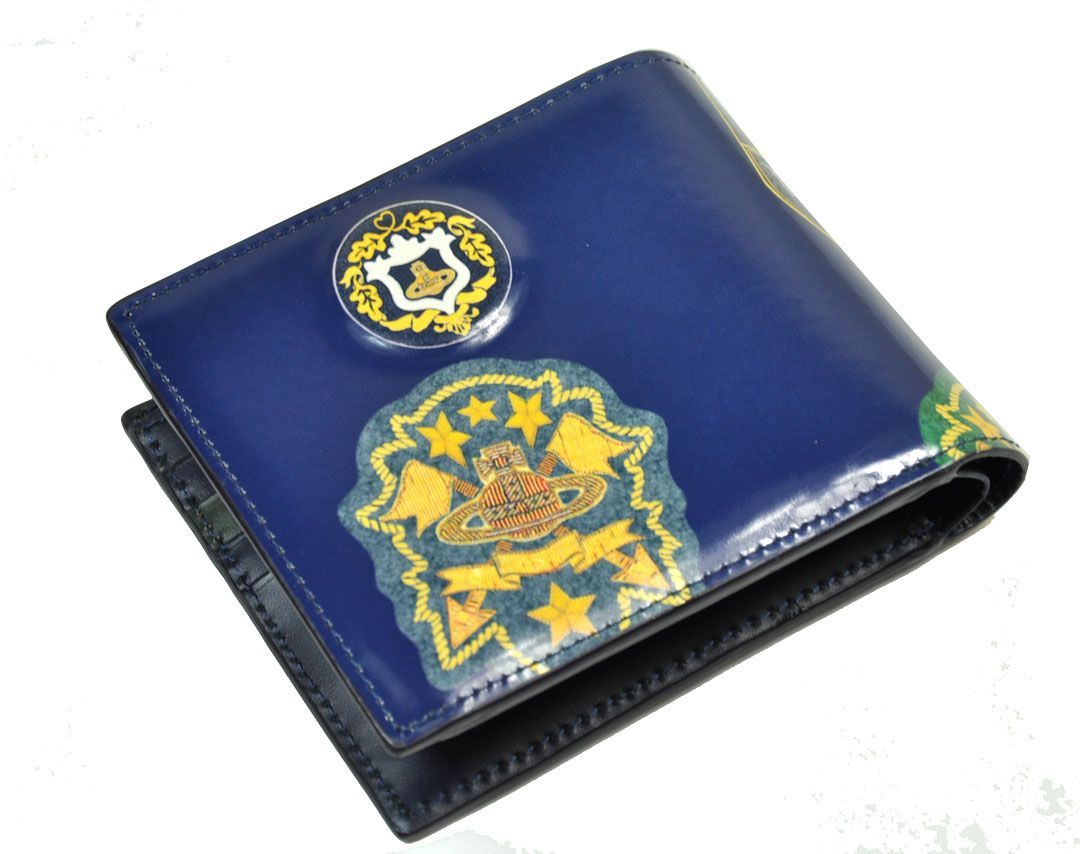 ヴィヴィアン 財布 メンズ ウエストウッド vivienne westwood エンブレム牛革 小銭入れ付き 二つ折り財布 紳士サイフ