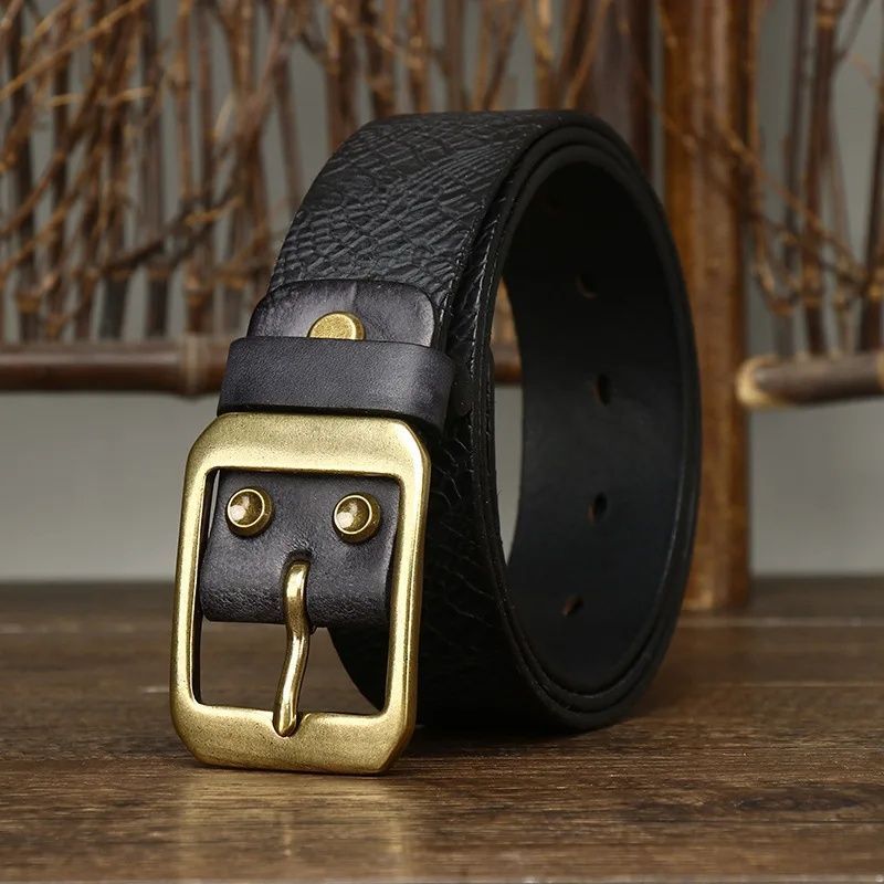 本革×真鍮 メンズベルト 3.8 cm 幅 天然牛革 ハンドメイド ヴィンテージ仕上げ 真ちゅうバックル カウボーイスタイル 105〜125 展開 手作り ギフト 日本風 デザイン カジュアル シンプル PD 016