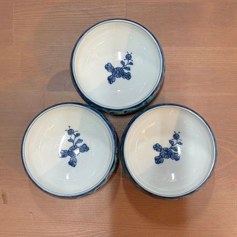 有田焼 源右衛門窯 青彩菊絵 10.5cm 取鉢 3客セット 小鉢 和風