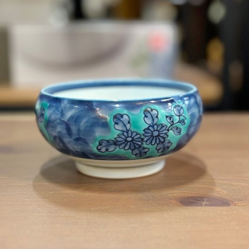 有田焼/源右衛門窯 青彩菊絵/取鉢/湯呑/陶器/和食器 中古品 ACB