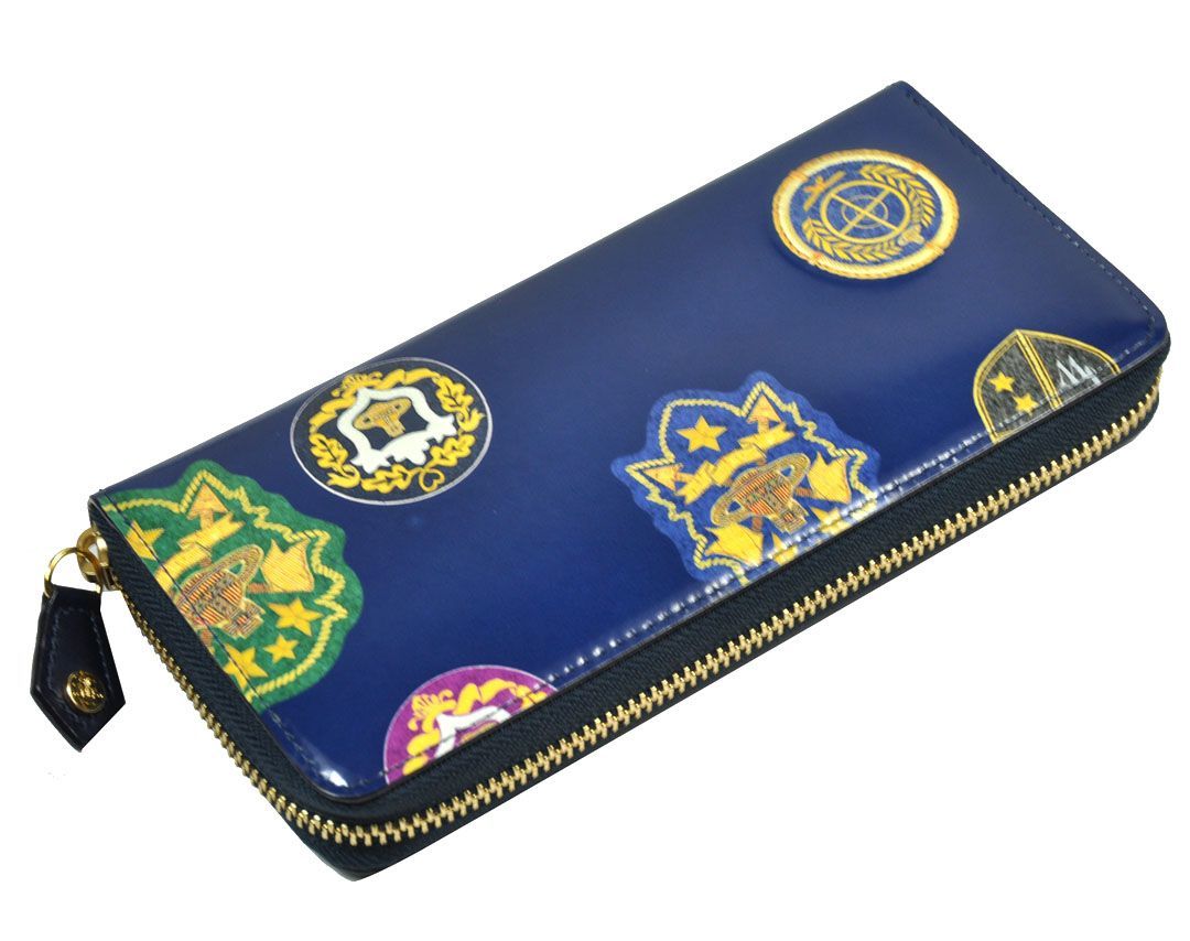 ヴィヴィアン 長財布 メンズ ウエストウッド 財布 vivienne westwood エンブレム牛革 小銭入れ付き ファスナー長財布 紳士サイフ