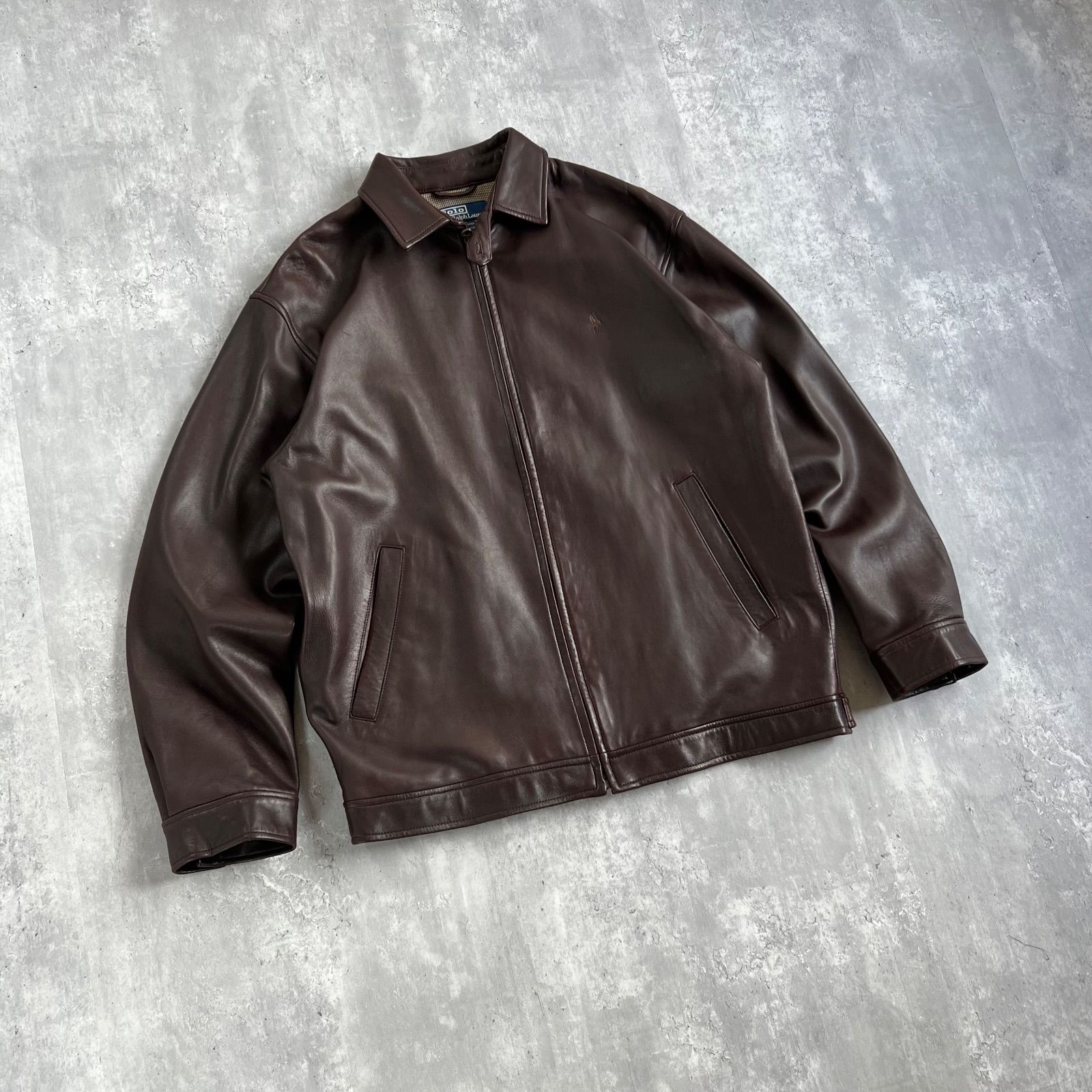 【美品】ポロバイラルフローレン スウィングトップ ブルゾン ジャケット 90s 90s Polo by Ralph Lauren ポロバイラルフローレン 本革 スウィング