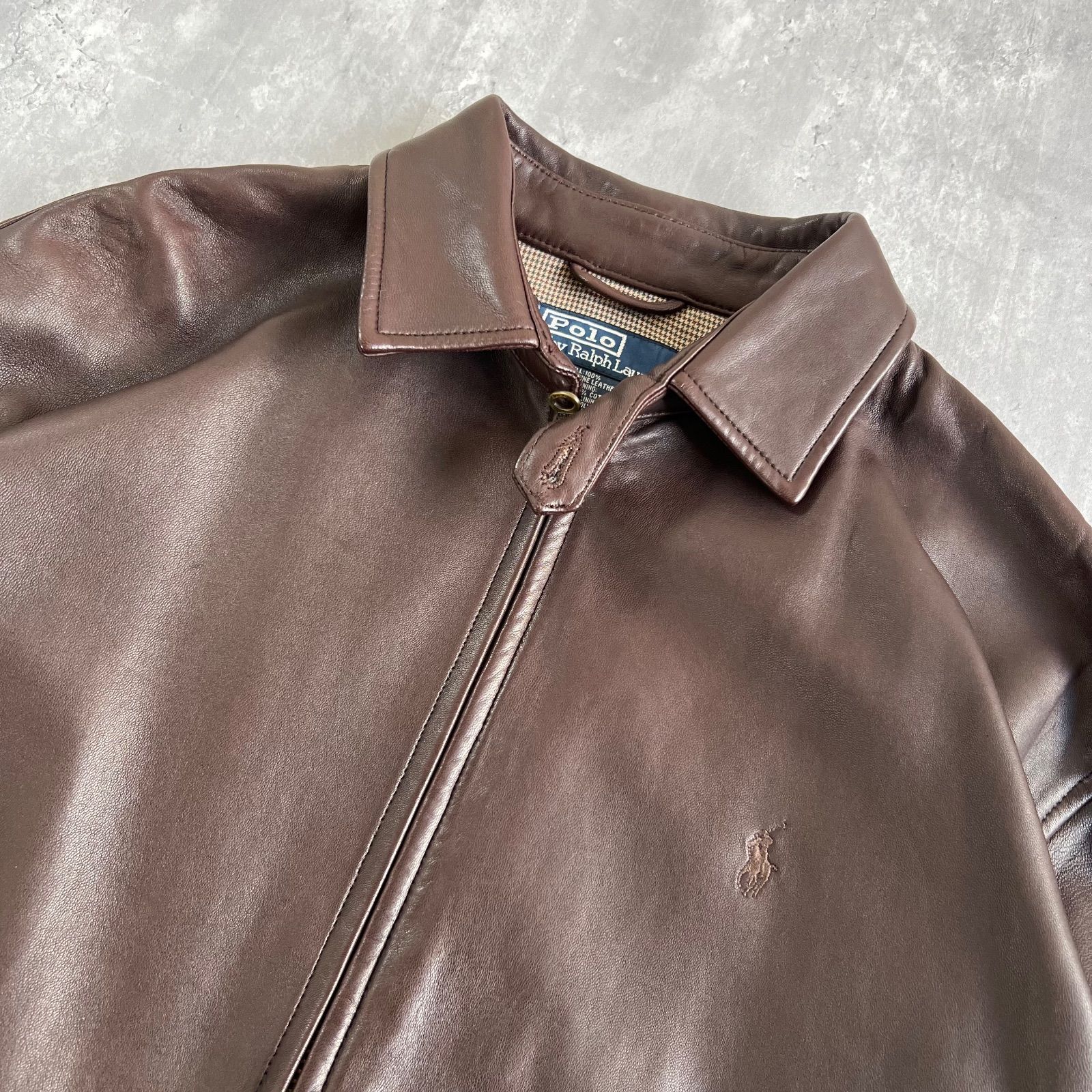 90s ポロラルフローレン レバージャケット スイングトップ ポニー刺繍 90s Polo by Ralph Lauren ポロバイラルフローレン 本革