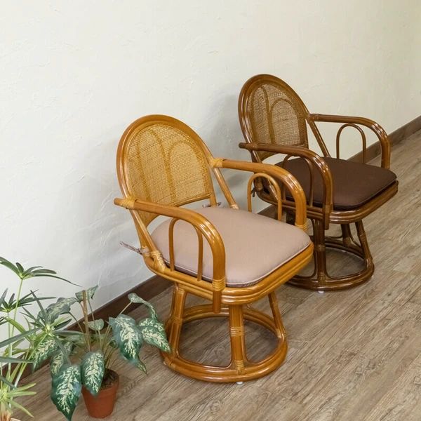 ラタン 回転座椅子 ハイタイプ 1脚