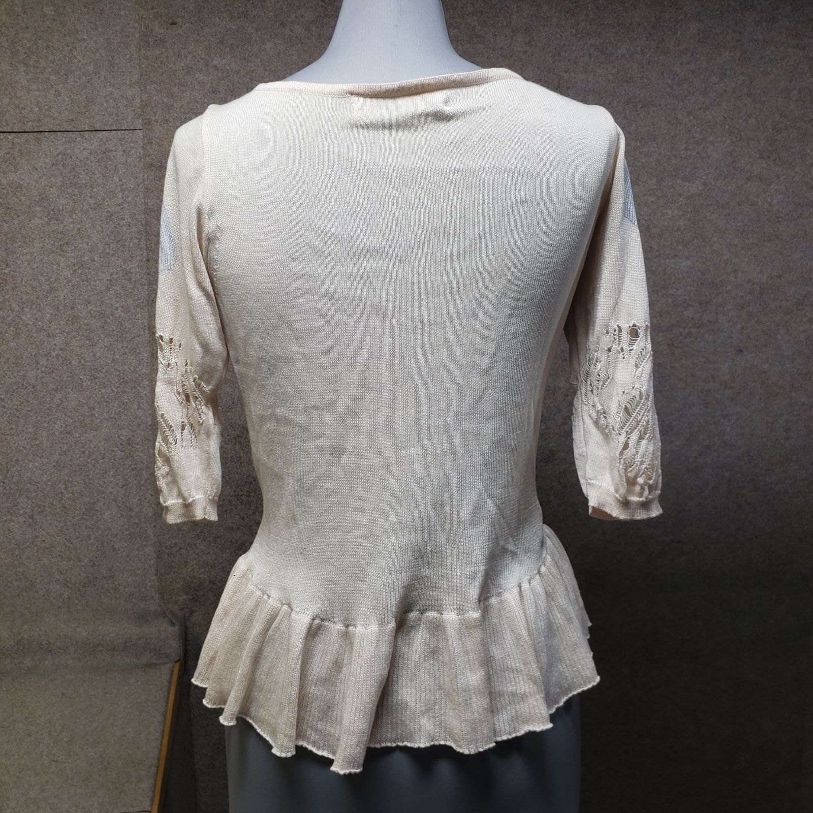 AEFFE エッフェ シルクコットン ペプラムニットトップス 七分袖 アイボリー u 7002 i