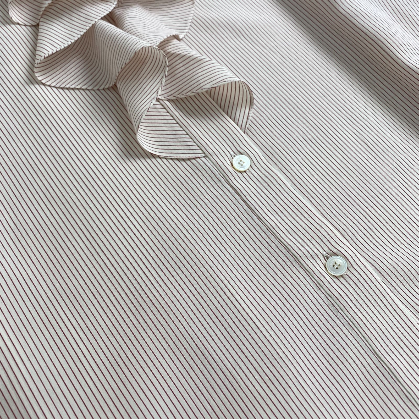 セリーヌ ブラウス CELINE 現行 エディ期 フリル ストライプ 42 L XL