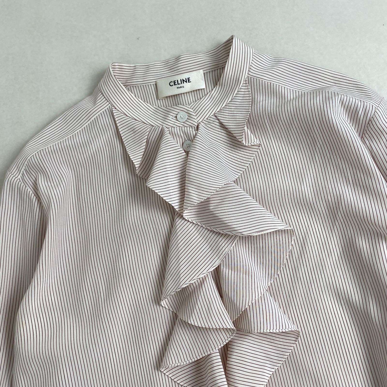 美品 セリーヌ エディ期 フリル 長袖 シャツ ブラウス ストライプ 楽天市場】【セリーヌ】Celine 21年 エディ期 ストライプ フリル