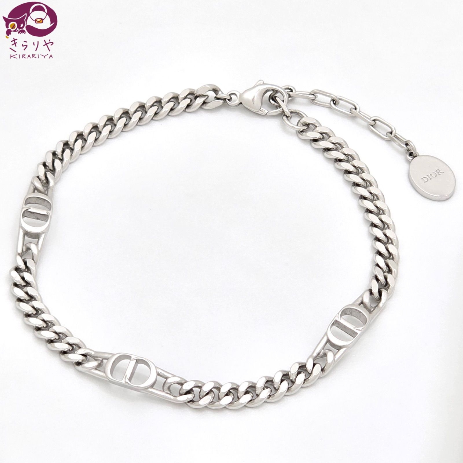 DIOR ディオール CD Icon チェーンリンク ブレスレット 全長24.5㎝ スターリングシルバー SV925 箱 保存袋
