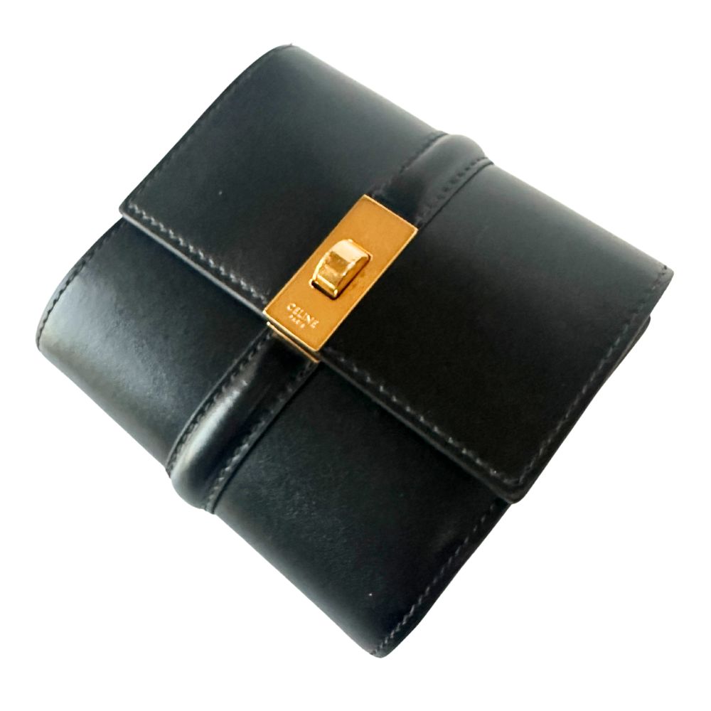 極美品】CELINE セリーヌ スモール トリフォールドウォレット ブラック