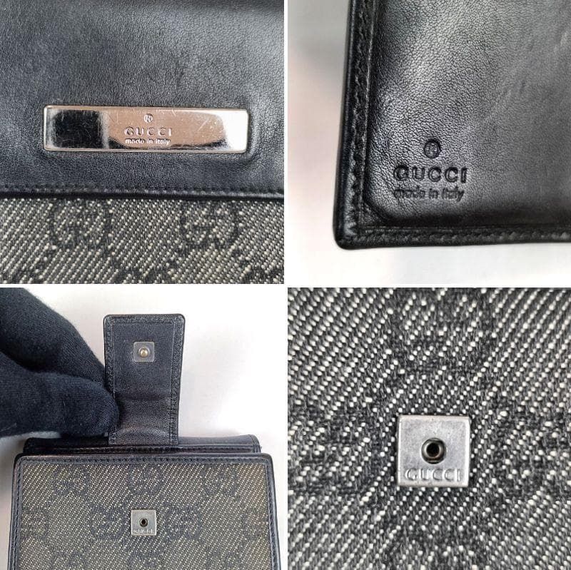 良品 GUCCI グッチ 二つ折り折財布 GG柄 Wホック キャンバス レザー 良品 GUCCI グッチ 二つ折り折財布 GG柄 Wホック キャンバス レザー