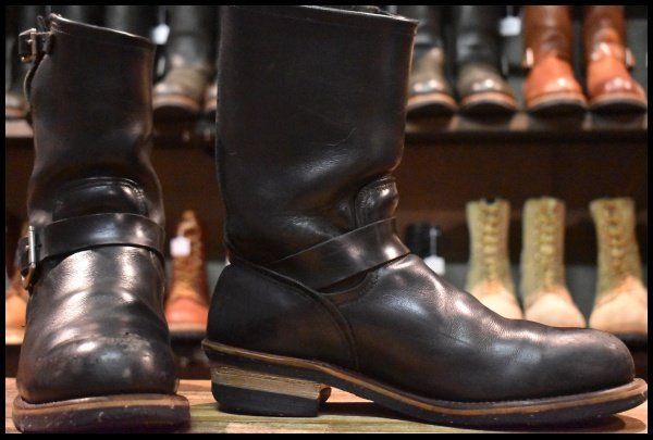 9.5 D 06年 旧シルエット レッドウィング 2268 エンジニア 黒 ブラッククローム プルオン スチールトゥ ブーツ redwing FJ 298