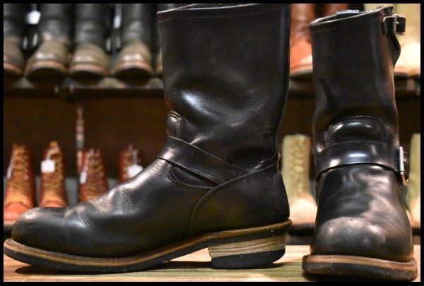 9.5D 06年 旧シルエット レッドウィング 2268 エンジニア 黒 ブラッククローム プルオン スチールトゥ ブーツ redwing HOPESMORE FJ298