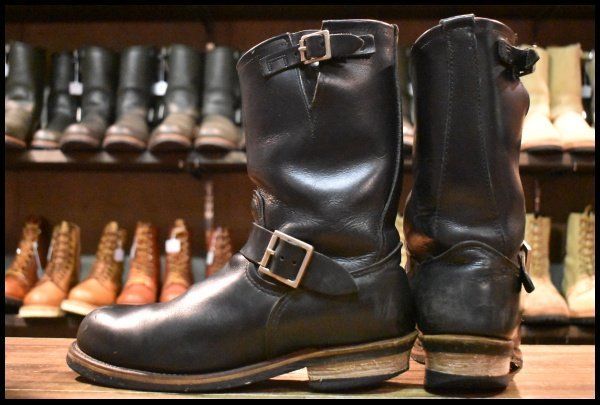  9.5 D 06年 旧シルエット レッドウィング 2268 エンジニア 黒 ブラッククローム プルオン スチールトゥ ブーツ redwing FJ 298 エンジニアブーツ ブーツ 革靴