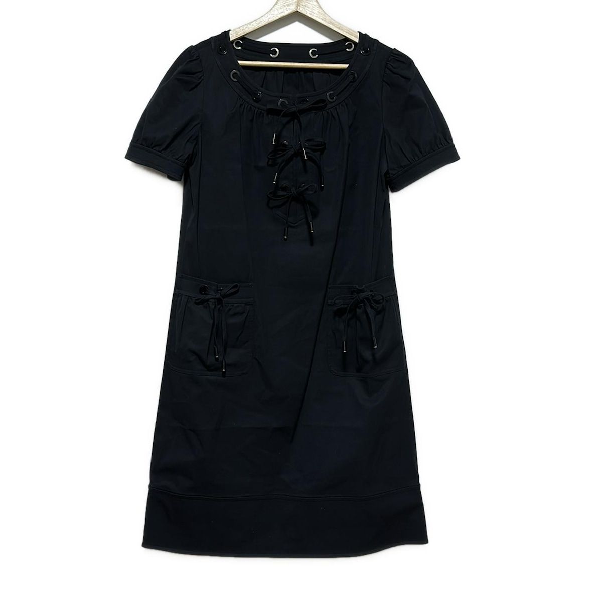 HINAルネ rene ワンピース　38 Rene(ルネ) ワンピース サイズ38 M レディース - 黒 半袖/ひざ丈