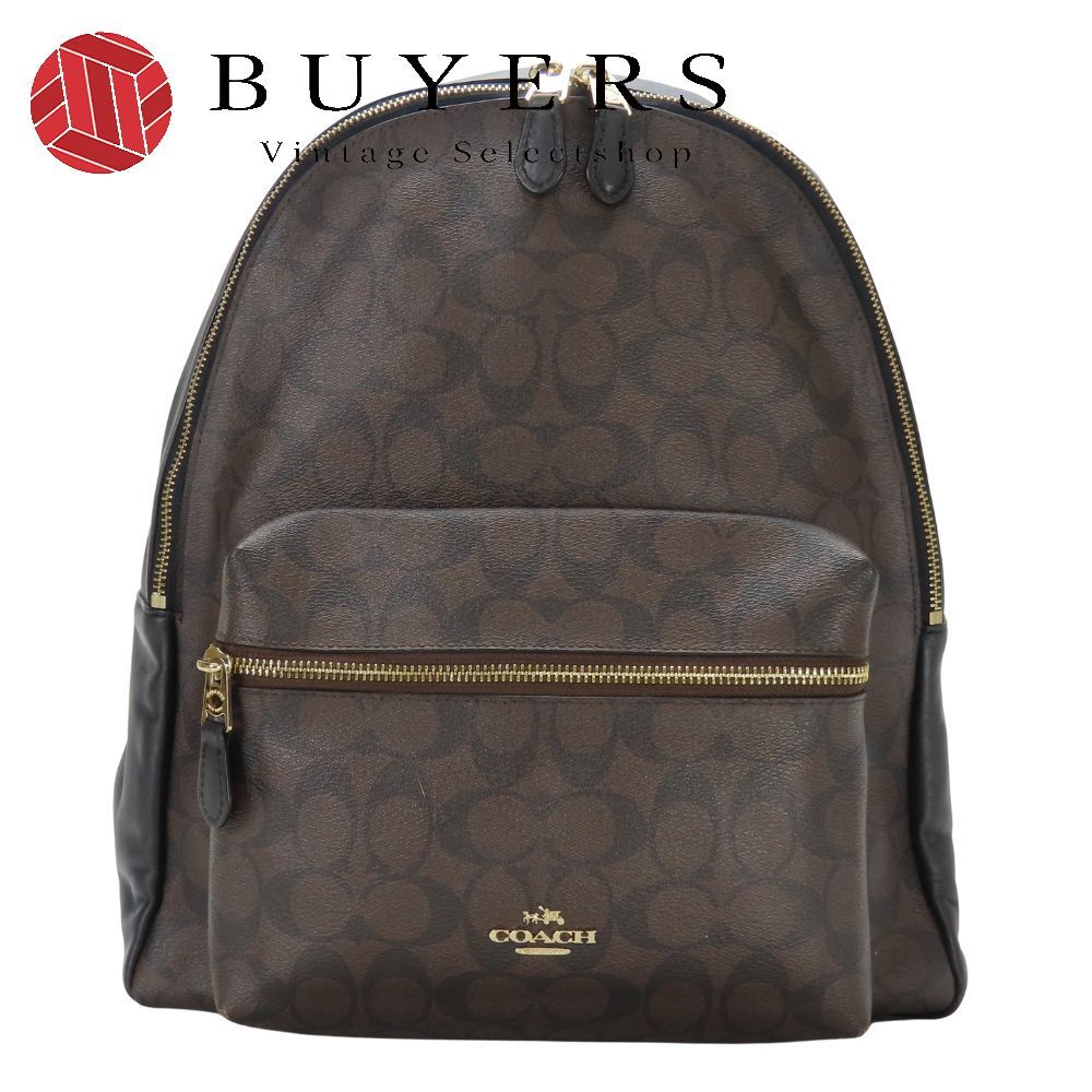 コーチ リュック デイパック F58314 シグネチャー PVC レザー ダークブラウン ブラック カジュアル レディース 女性 COACH