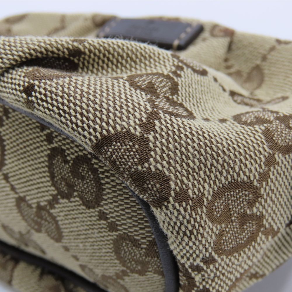 中古】 グッチ ポーチ 246174 GGキャンバス レザー ベージュ ダーク  