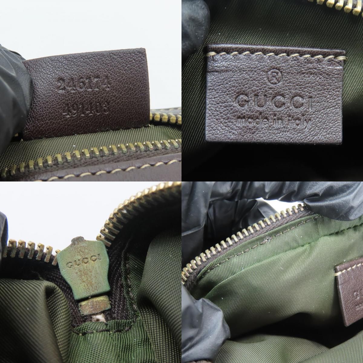 中古】 グッチ ポーチ 246174 GGキャンバス レザー ベージュ ダーク  