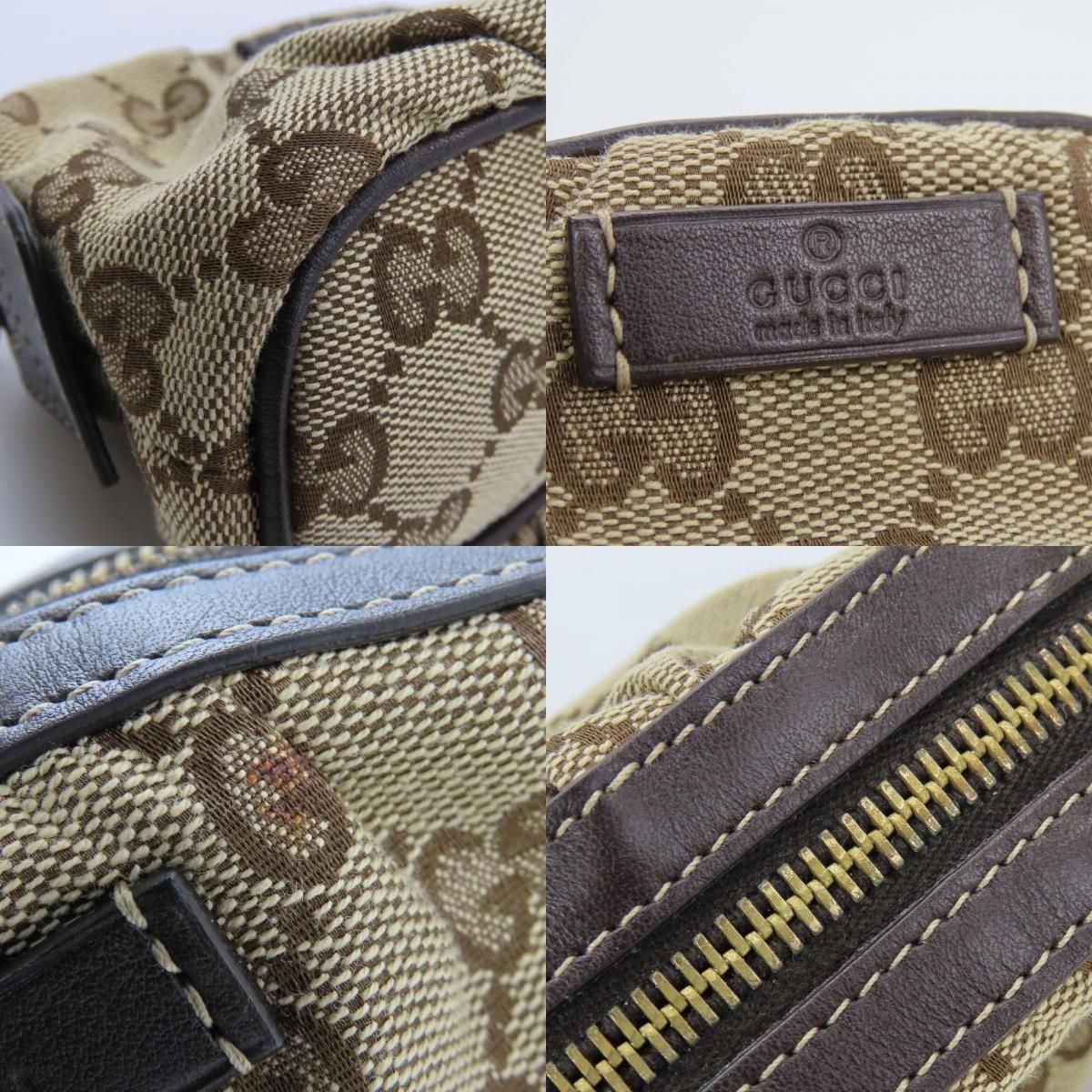 中古】 グッチ ポーチ 246174 GGキャンバス レザー ベージュ ダーク  