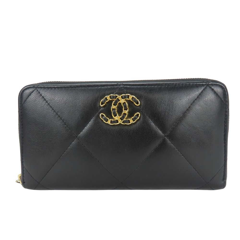 シャネル 長財布 ラウンドファスナー AP1063 19 ロングジップウォレット ラムスキン ブラック ココマーク 29番台 小物 レディース 女性 CHANEL