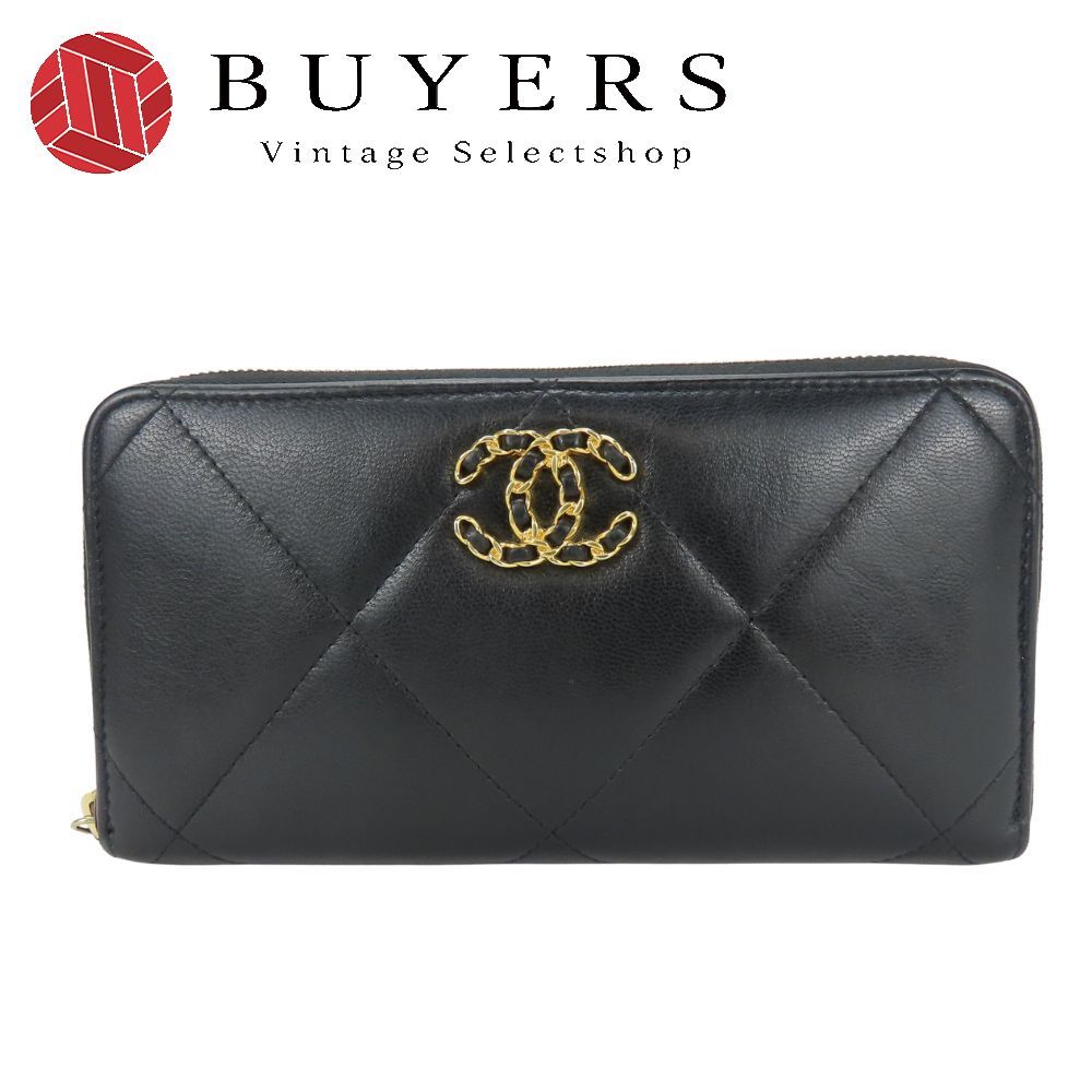 シャネル 長財布 ラウンドファスナー AP1063 19 ロングジップウォレット ラムスキン ブラック ココマーク 29番台 小物 レディース 女性 CHANEL