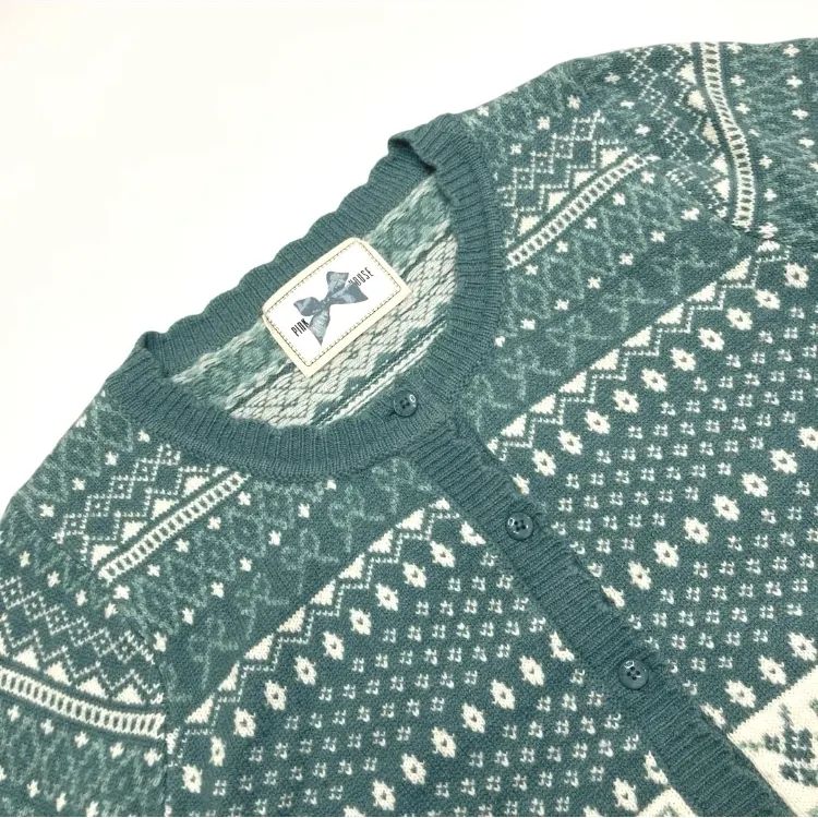 ピンクハウス グリーン 編み ニットカーディガン 春