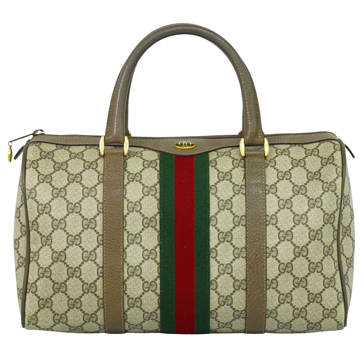 本物 グッチ GUCCI グッチ シェリーライン GGスプリーム ミニボストンバッグ ハンドバッグ ベージュ Shelly Line バッグ フォロー割