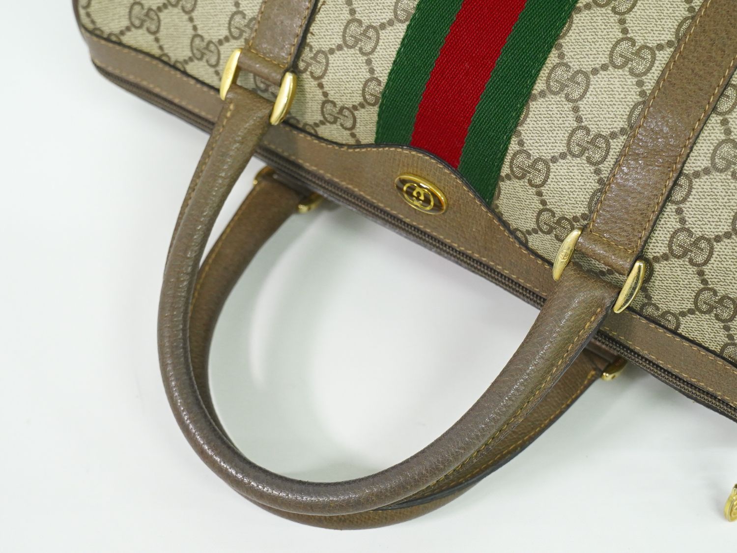 本物 グッチ GUCCI グッチ シェリーライン GGスプリーム ミニボストンバッグ ハンドバッグ ベージュ Shelly Line バッグ フォロー割 DECORATOM_COM_BR