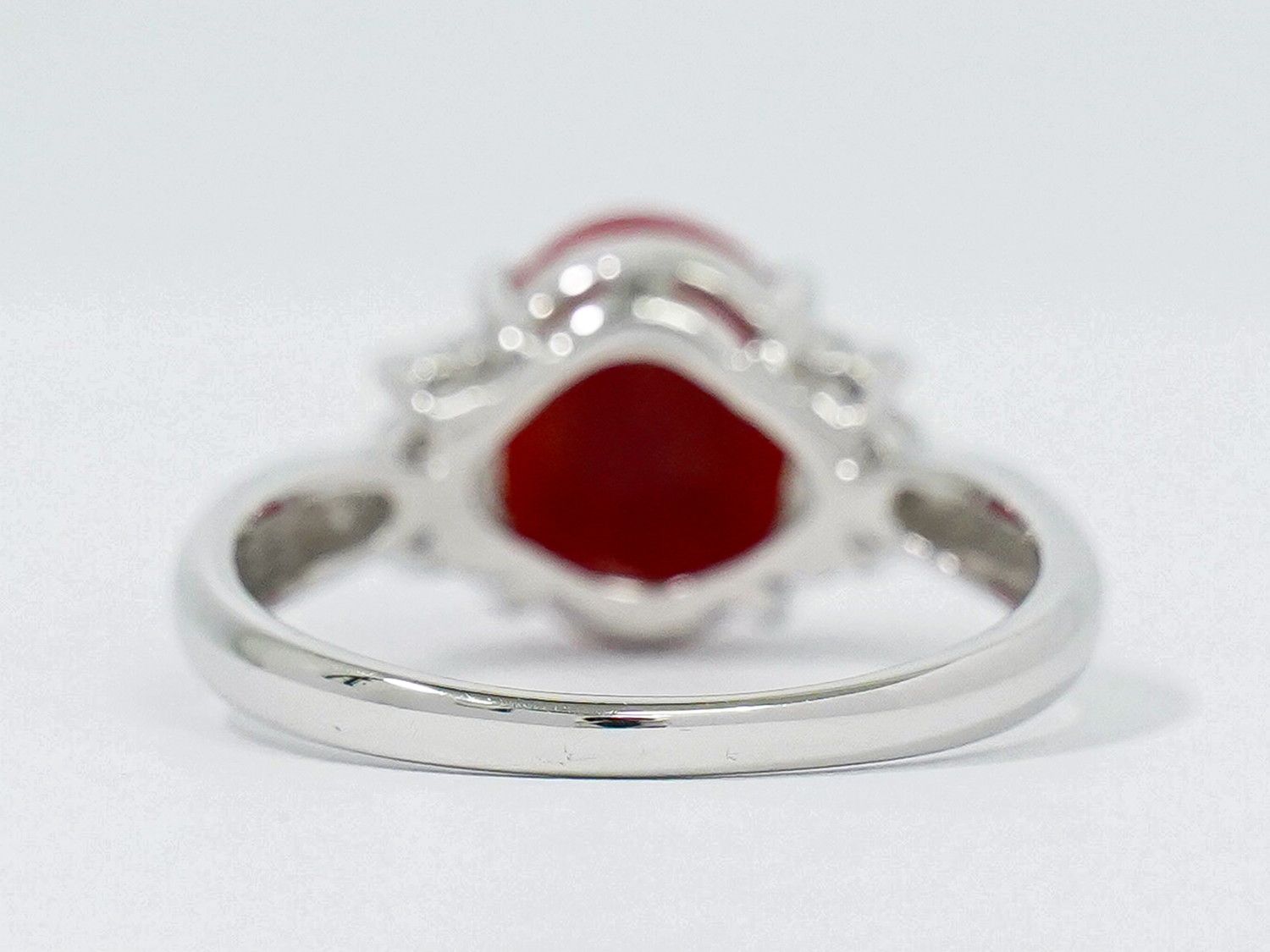 □天然サンゴ Pt900 リング ダイヤモンド 0.14ct 約16mm 13号 指輪 