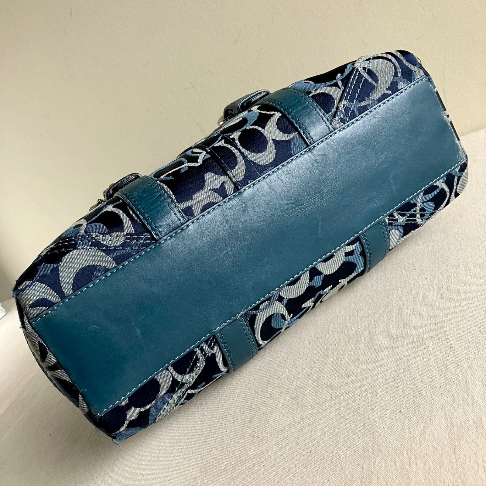 Coach y2k Blue Chelsea Optic Signature Turnlock Satchel Handbag