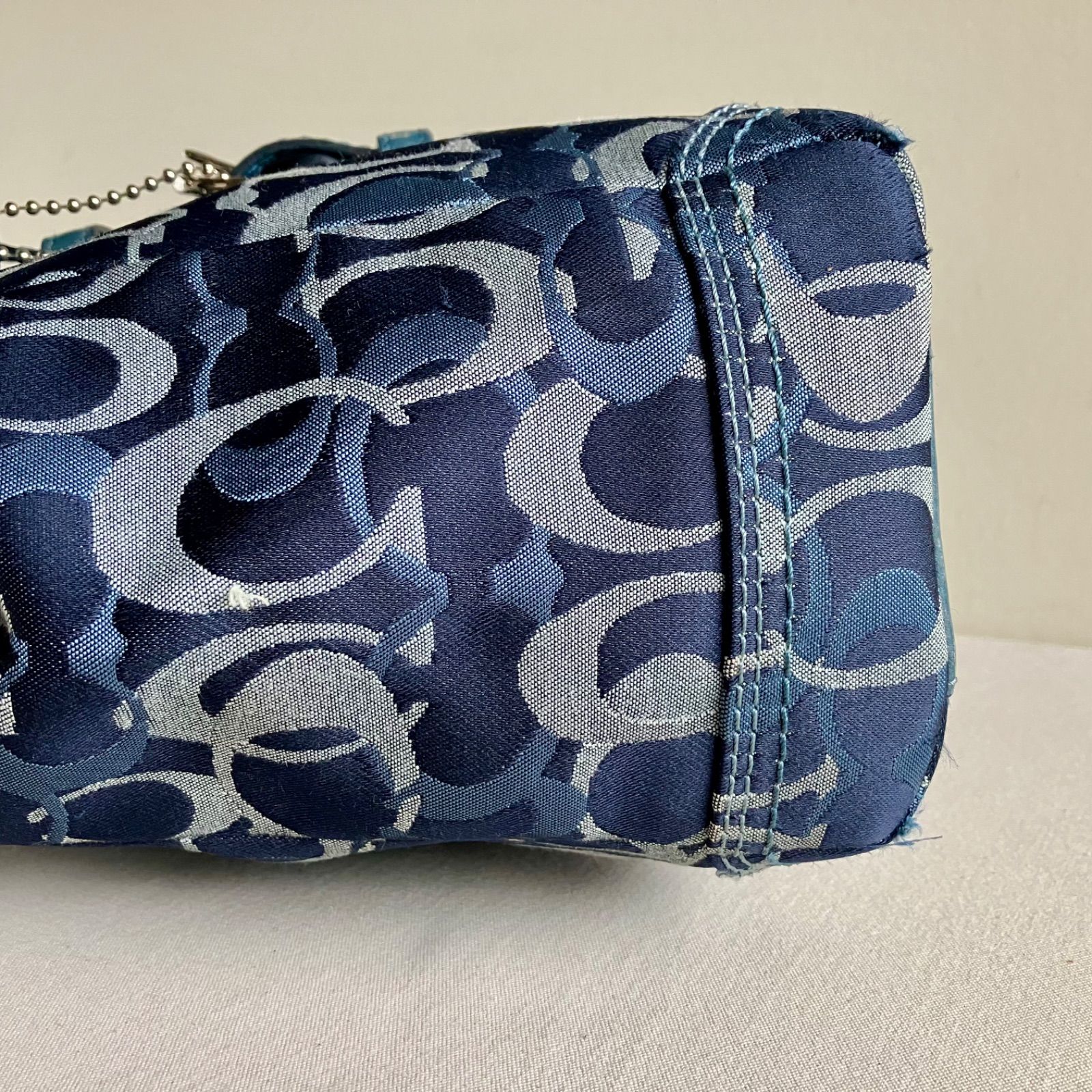 Coach y2k Blue Chelsea Optic Signature Turnlock Satchel Handbag