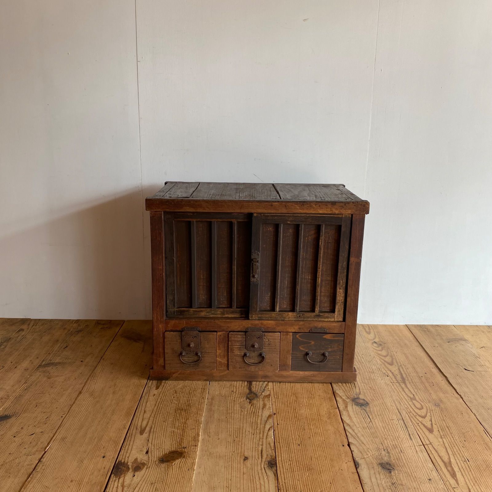 アンティーク 水屋箪笥 チェスト 棚 無垢材 y196