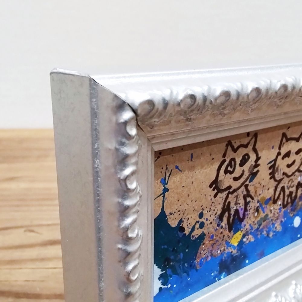 内野隆文 ザ☆キャッツ 絵画 ドローイング 猫 ネコ ミニ額 額縁