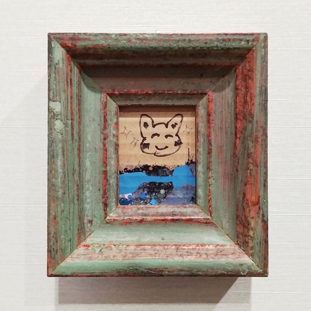 内野隆文　うさたん　うさぎ　絵画　ドローイング　抽象画　現代アート　ミニ額　額縁 内野隆文 うさたん うさぎ 絵画 ドローイング 抽象画 現代アート