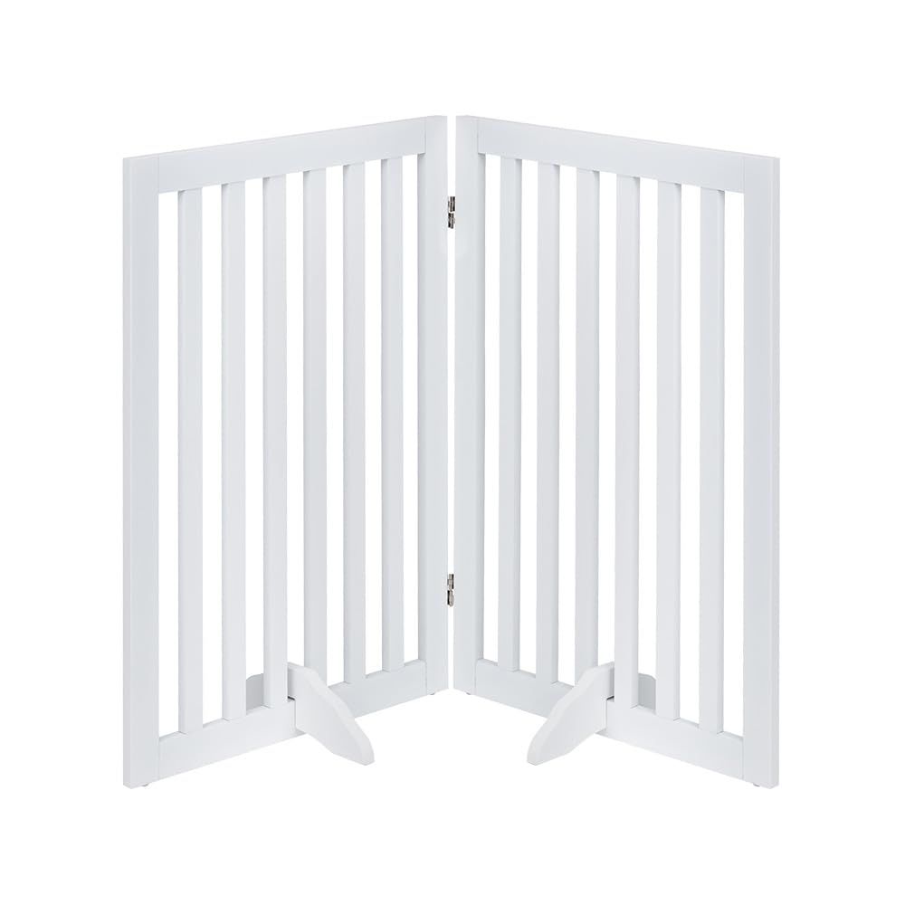 unipaws ペットゲート 置くだけ簡単 木製 折りたたみ式 伸縮 幅91-96cm 高さ91cm 玄関 階段 ドア用 ペットガード 小型犬 猫 脱走防止 飛び出し防止 収納便利 室内パーテーション ペットフェンス ペット用柵 犬用ゲート 折り式