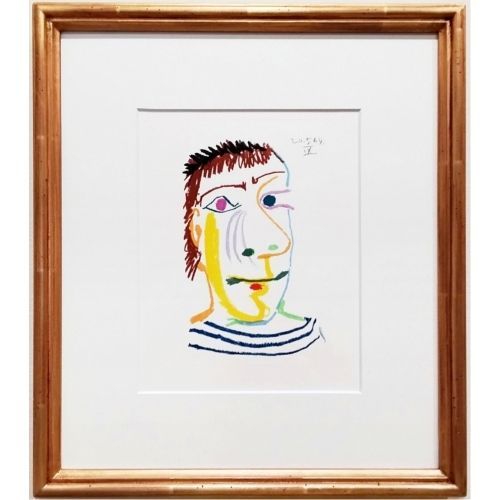 パブロ・ピカソ　幸せの味　1970年　リトグラフ　限定666部　版画　額付　真作 パブロ・ピカソ 幸せの味 1970年 リトグラフ 限定666部 版画 希少 額付