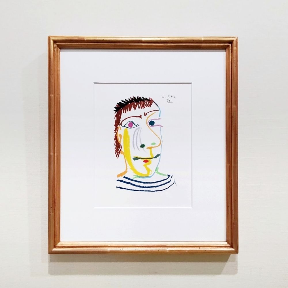 パブロ・ピカソ　幸せの味　1970年　リトグラフ　限定666部　版画　額付　真作 パブロ・ピカソ 幸せの味 1970年 リトグラフ 限定666部 版画