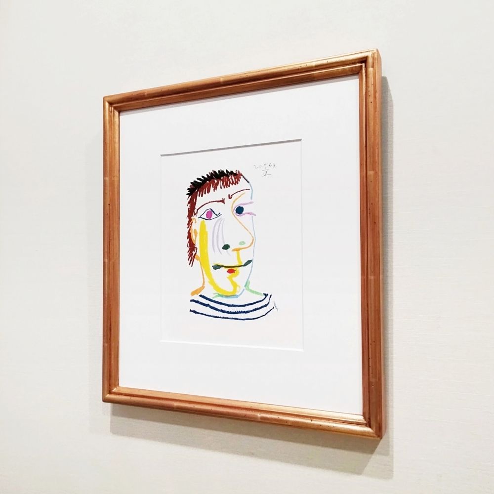 パブロ・ピカソ　幸せの味　1970年　リトグラフ　限定666部　版画　額付　真作 パブロ・ピカソ 幸せの味 1970年 リトグラフ 限定666部 版画 希少 額付