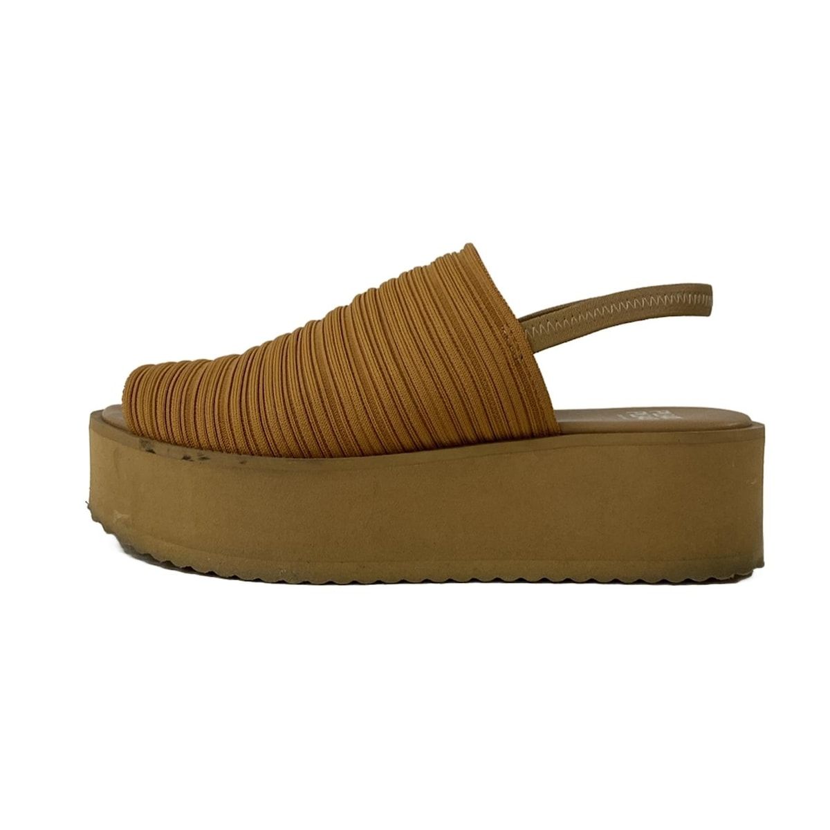 PLEATS PLEASE プリーツプリーズ サンダル 25.5 レディース - オレンジ×ブラウン ウェッジソール オープントゥ