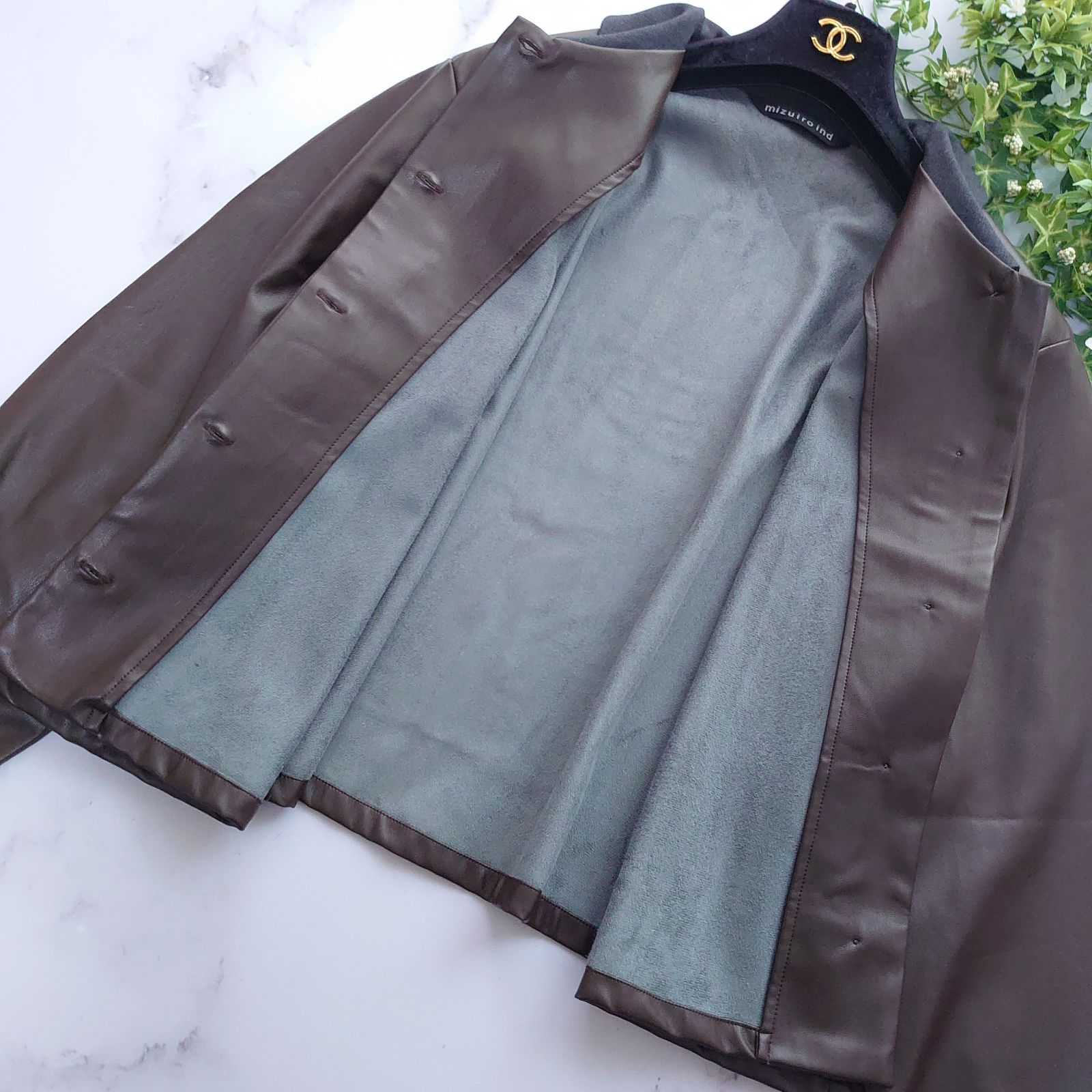 2023 ミズイロインド イミテーションレザージャケット トップス