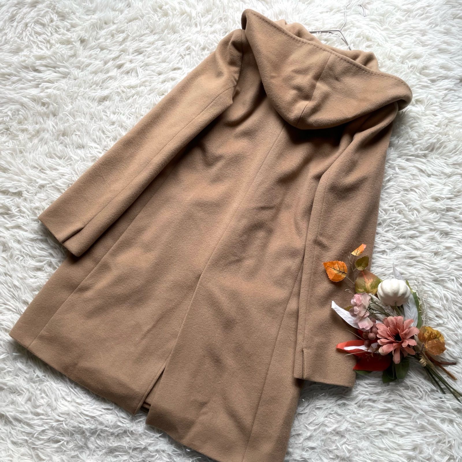 23区 Heritage Classic COLLECTION ニジュウサンクヘリテージクラシック ロロピアーナ ウール フーデットコート ダブル キャメル 40 大きいサイズ