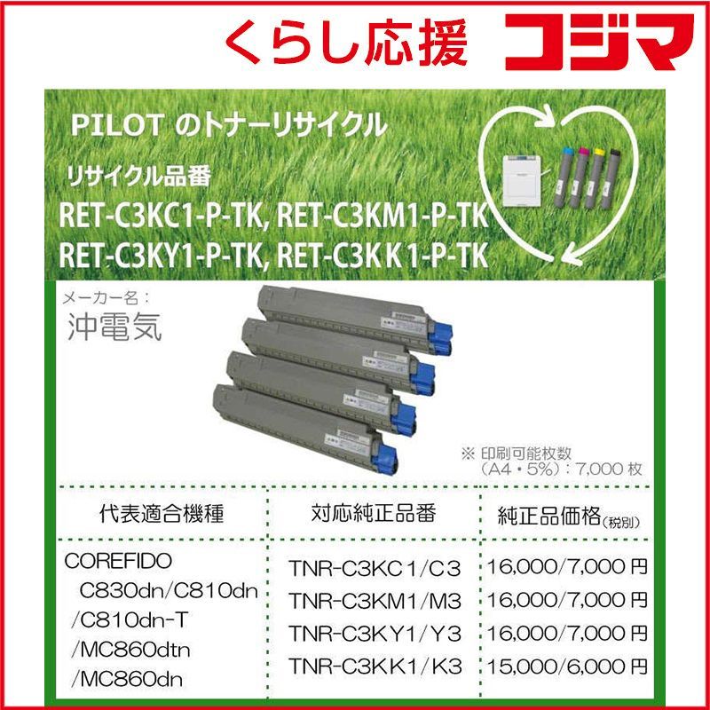【 新品 未開封 】 パイロット リサイクルトナー RET-C3KM1-P-TK 未使用 送料無料