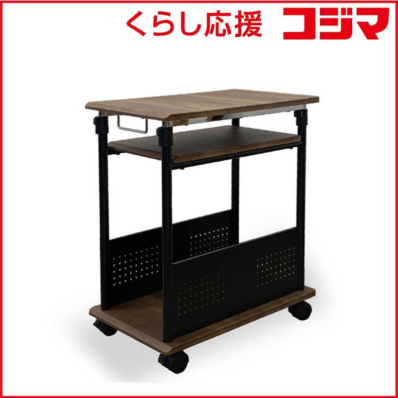 【 新品 未開封 】 レメックスジャパン 2段式 上下昇降パソコンワゴン CPUワゴン L字デスク (上下昇降70～100cm)(W35xD60xH70～100cm)MDF集成材 木目 REMEX PJC-7202-WD 未使用 送料無料