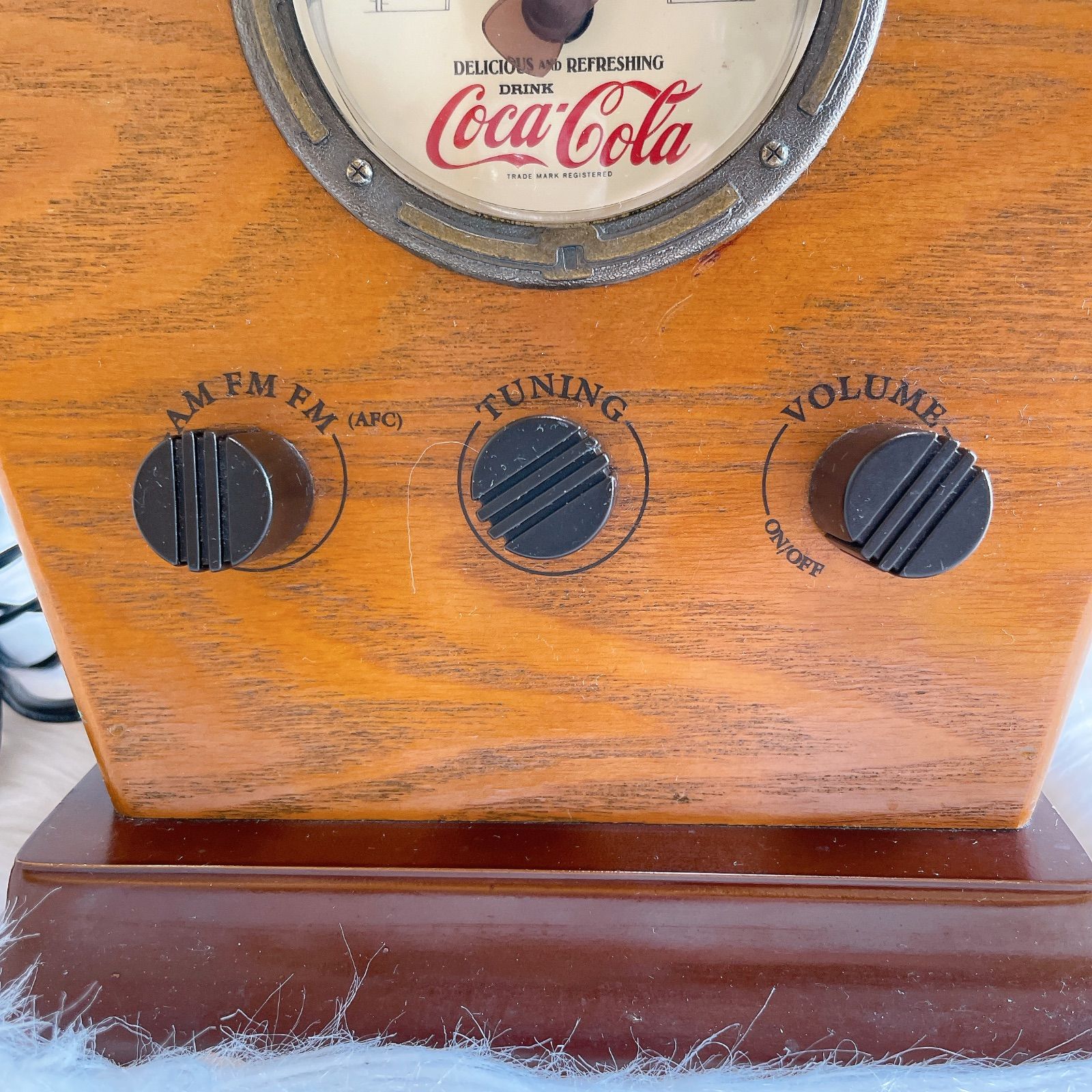 コカコーラ　AM FM ラジオ　木製　ウッド　昭和レトロ　アンティーク 通電OK コカコーラ AM FM ショップ ラジオ 木製 ウッド 昭和レトロ