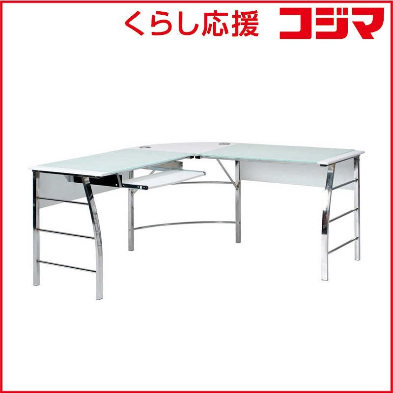 新品 未開封 】 不二貿易 ガラスPCデスク L型 CT-1040WH 70391 未使用 