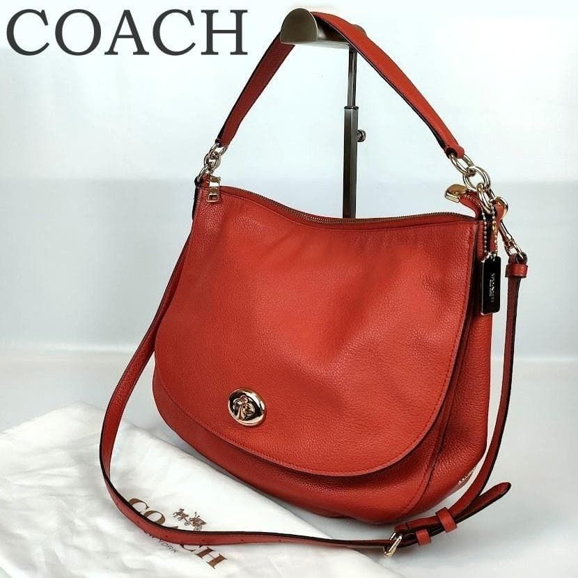 良品 COACH コーチ 2WAY ショルダーバッグ ターンロック ホーボー